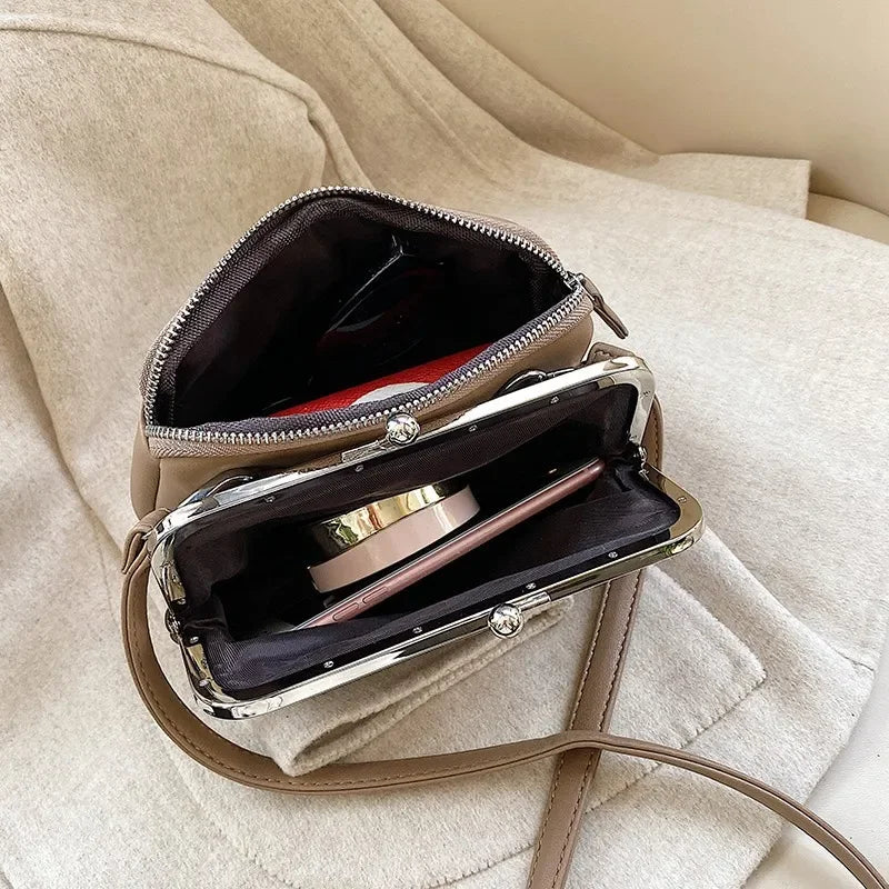 Borsa a tracolla moda primavera estate borse a tracolla in pelle PU femminile semplice borsa a tracolla con Clip a colori solido borsa a mano da donna sac