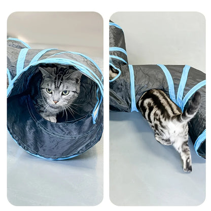 Tunnel per gatti Tunnel pieghevole per gattini Forniture per animali domestici T Cross Pass Tunnel da gioco Giocattolo per gatti Barile da trapano traspirante per carta forte per interni