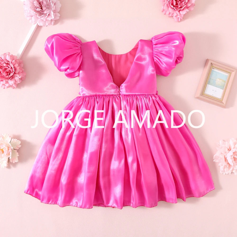 Completi Estivi Coordinati per Gemelle, Body a Maniche Corte con Grande Fiocco, Abiti Principessa con Schiena Scoperta, Abbigliamento per Bambine H0404