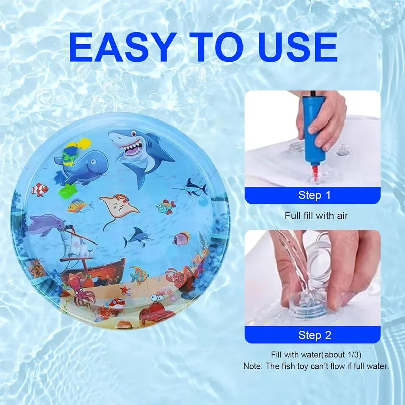 Tappetino per acqua sensoriale mare oceano Tappetino per acqua gonfiabile addensato per forniture per animali domestici per gatti Tappetino rinfrescante per pulizia Accessori estivi per animali domestici per gatti