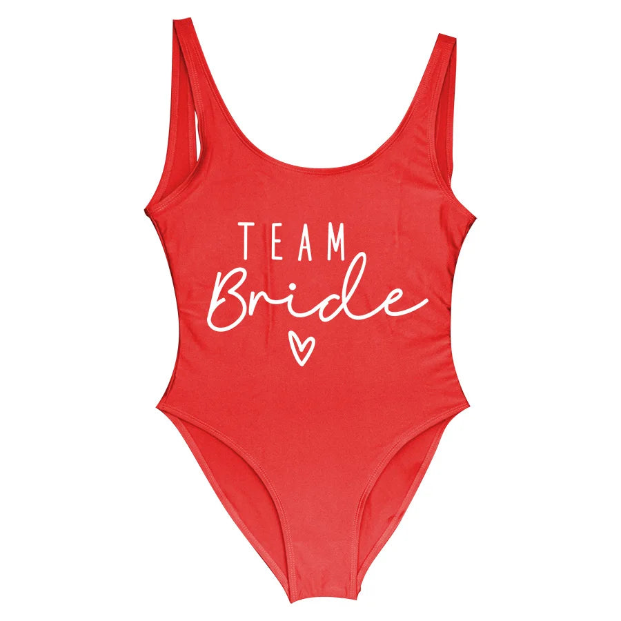 S-3XL Maillot de bain blanc une pièce Équipe de la mariée Maillot de bain de fête de célibataire pour femme Maillot de bain de poule Maillot de bain de piscine