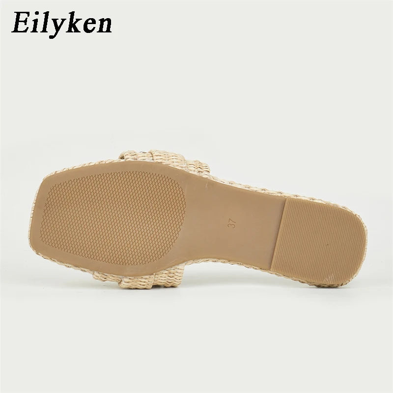 Eilyken Estate Glitter Strass Pantofole da donna Diamante brillante Fondo piatto Canna Sandali di cristallo Scivoli da spiaggia Scarpe Zapatos muje