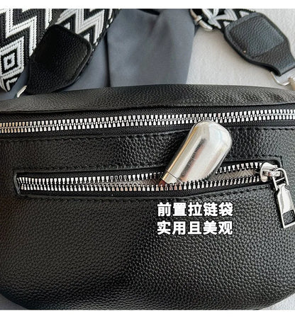 Marsupio da donna Marsupio da strada multitasche Borsa da petto in pelle PU Borsa a tracolla con tracolla larga alla moda Borse a tracolla solide retrò