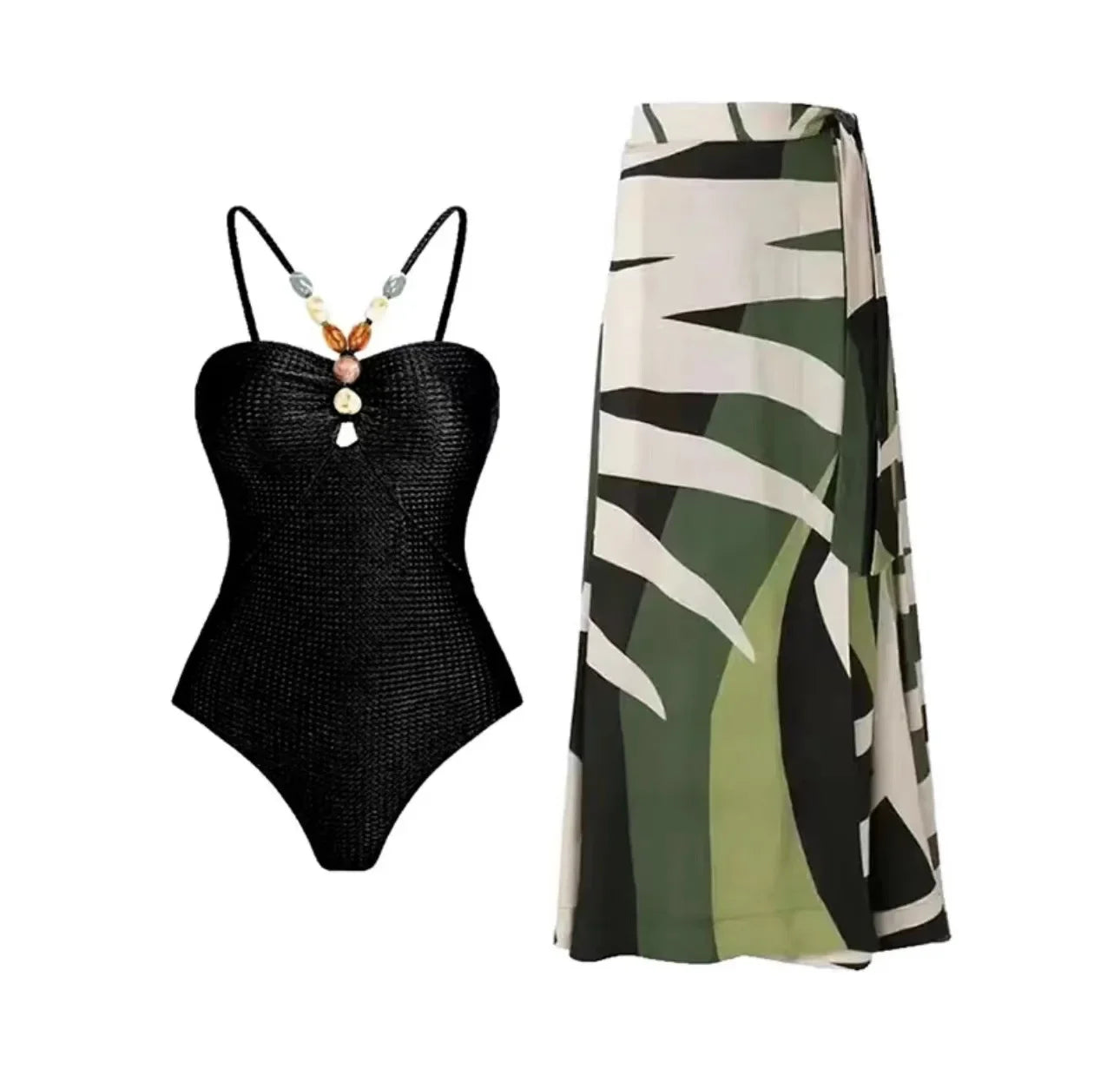 Printed One-Piece Bikini Set Women's Beachwear Tummy Covering Slimming Southeast Asian Sun Protection Style