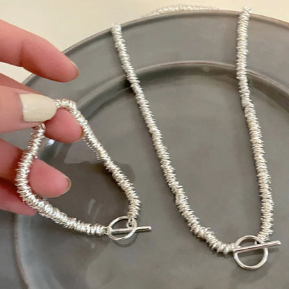 2024 New Trend Summer OT Buckle Thick Chain Jewelry Sets for Women Statement Necklace Bracelet Sexy Vocation Party Jewelry Gifts