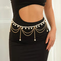 Summer Body Jewelry Metal Body Chain Gold Silver Pearl Tassel Waist Chain Ethnic Style Heart Beach Accessories
