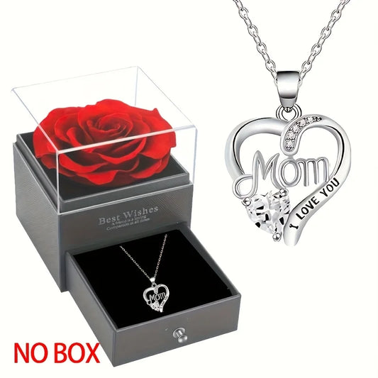 Collana con ciondolo a forma di cuore in stile elegante, design cavo, regalo per la festa della mamma, adatto ai migliori amici senza scatola
