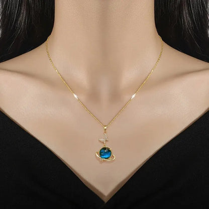 Collana di lusso leggera in acciaio al titanio con serie Star per donna, colore oro, pianeta, luna, astronauta, collane con ciondolo, gioielli, regali