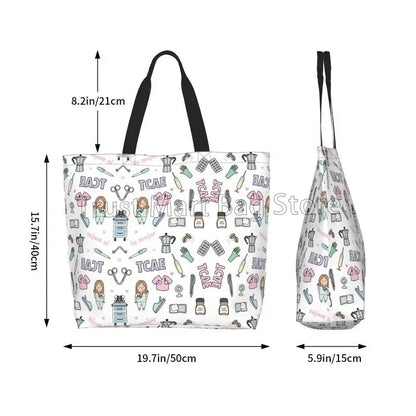 Personalizzato Enfermera En Apuros Dottore Infermiera Medica Borsa a tracolla Tote Bag di grande capacità Borse per le donne Borse per la spesa