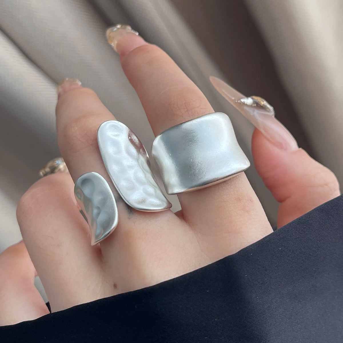 Anelli in argento sterling 925 per le donne Gioielleria raffinata geometrica Anello ampio scintillante regolabile per il regalo di compleanno della festa