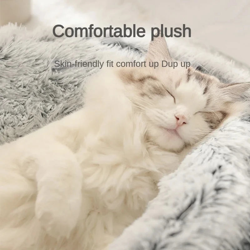 Winter Plush Pet Cat Bed Round Cat Cushion Cat House 2 in 1 Warm Cat Basket Pet Sleep Bag Cat Nest Kennel for Small Dog Suit New
