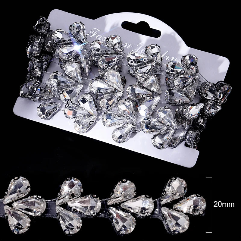 Ducrystal 1 metro motivo strass nastro hot fix vetro cristallo strass trim catena per scarpe fai da te, borse, abiti decorazione