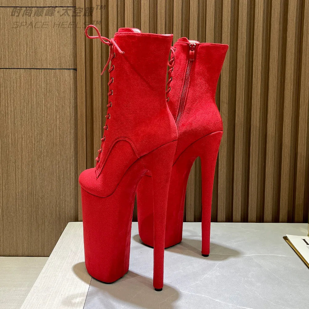 SeekMate Space and European and American Style Super High Heel 26cm Fashion Boots Super Sexy Stage Steel Pipe Boots Large Men an