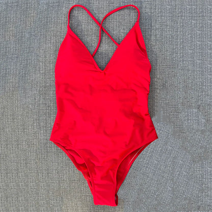 Sexy Padded One Piece Swimsuit Women Swimwear Solid Bathing Suit Monokini Swimming Suit Summer Beachwear maillot de bain femme