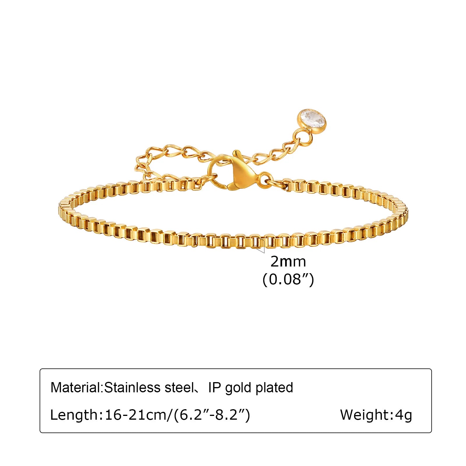 Bracciale in Acciaio Inossidabile Placcato Oro, Non Ossida, Impilabile per Donne, Sottile Catena a Spina di Pesce, Gioiello Impermeabile, Regalo