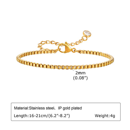 Bracciale in Acciaio Inossidabile Placcato Oro, Non Ossida, Impilabile per Donne, Sottile Catena a Spina di Pesce, Gioiello Impermeabile, Regalo
