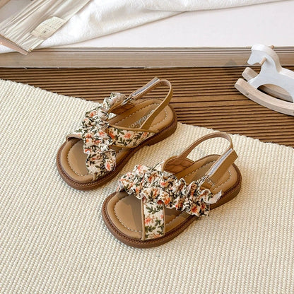Kinder-Sommersandalen, modische Strand-Blumen-Sandalen, weiche Sohle, Prinzessinnenschuhe, Mädchenpantoffeln