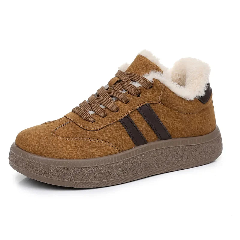 Stivali da neve da donna per l'inverno, con fodera in pile, scarpe basse casual, impermeabili, antiscivolo, resistenti, comode e calde, scarpe da donna in stile retrò.