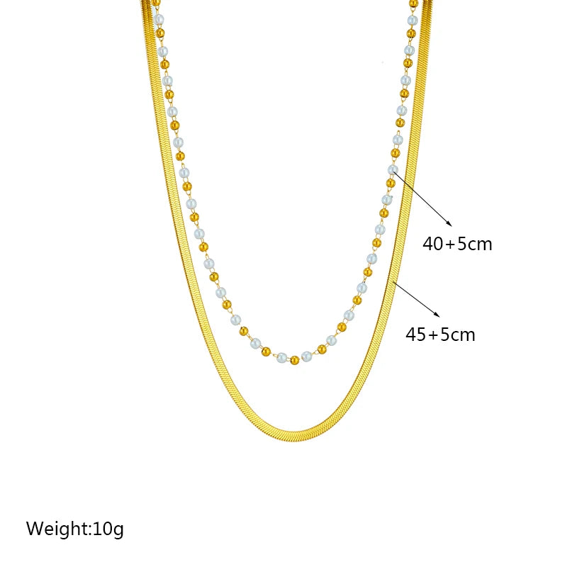 DIEYURO Collana a catena di perle con perline geometriche in acciaio inossidabile 316L per le donne Nuove ragazze punk girocollo spesso gioielli regali per feste
