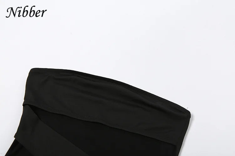 Nibber See think Mesh Patchwork Mini Dress Bandage Wrapped Chest Women Sexy Hip Wraps abiti Female Partywear Colthing