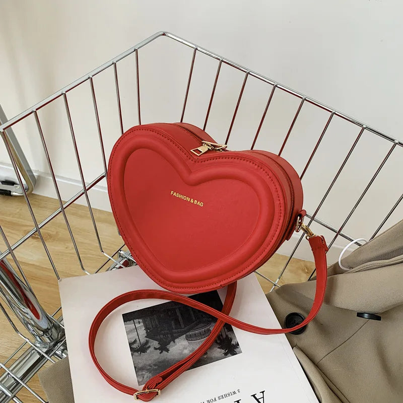 Borse a tracolla a forma di cuore di vendita calda per le borse a tracolla in pelle PU solida da donna