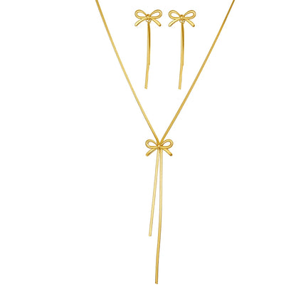 DGIDDK Collana in acciaio inossidabile Atmosfera francese Collana con colletto con nappa con fiocco delicato per gioielli da donna Regalo di compleanno per abbinamenti quotidiani