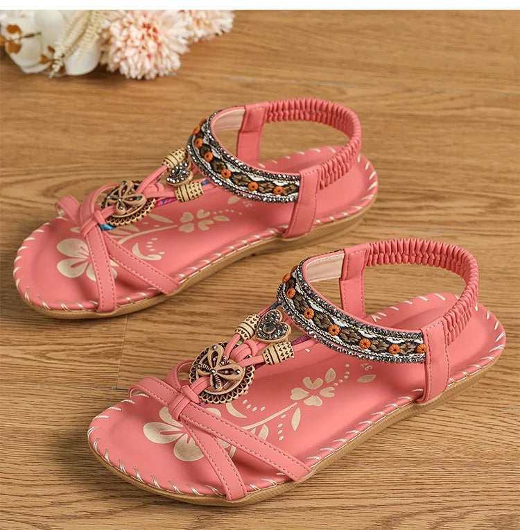 Sandali da donna Sandali estivi stile Boemia Donna Fondo morbido Sandali con tacco basso Scarpe da donna Scarpe antiscivolo Calzature estive
