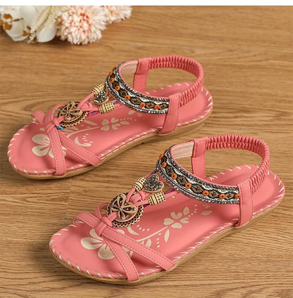 Sandali da donna Sandali estivi stile Boemia Donna Fondo morbido Sandali con tacco basso Scarpe da donna Scarpe antiscivolo Calzature estive