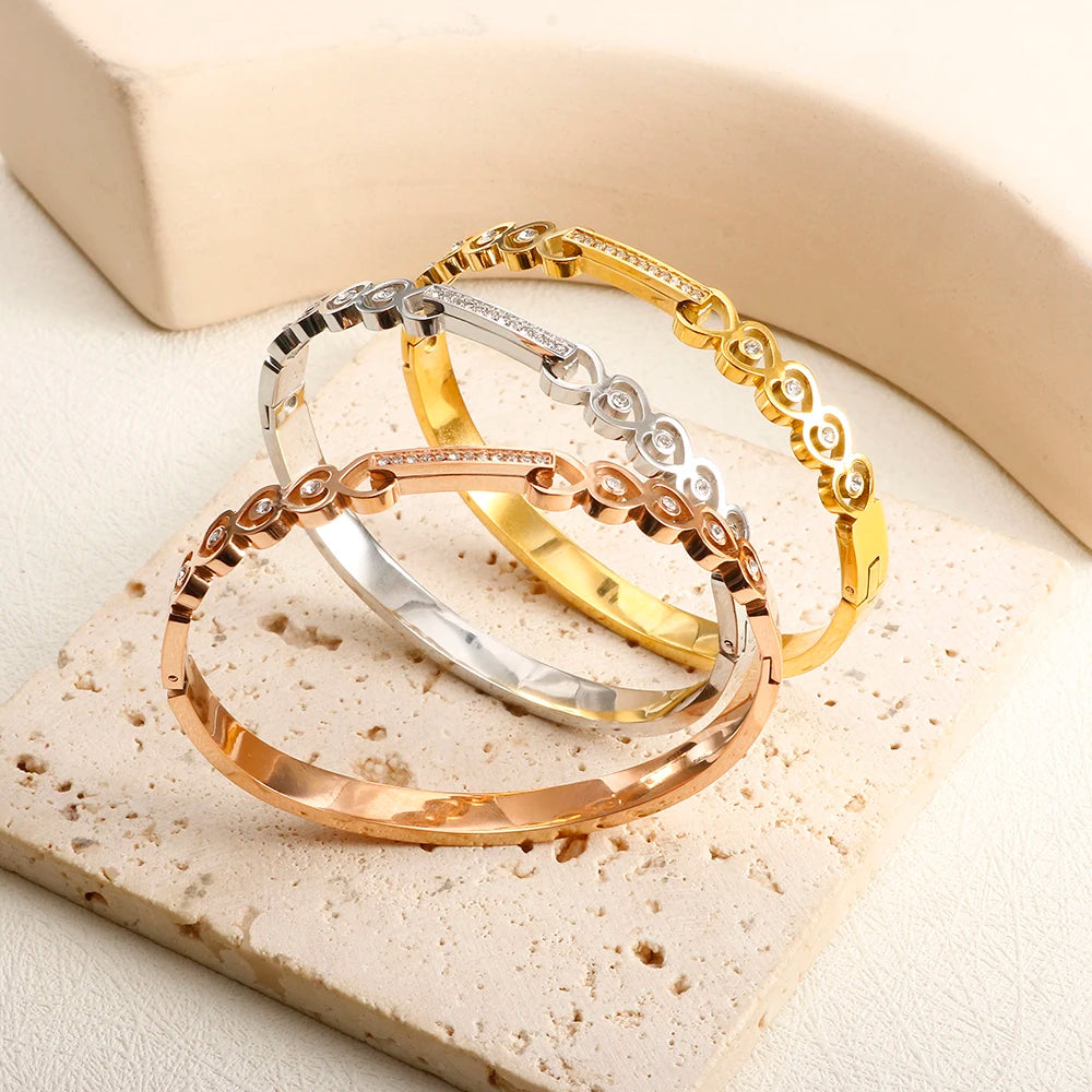 Bracciale in Acciaio Inossidabile con Zirconia Gioiello Semplice