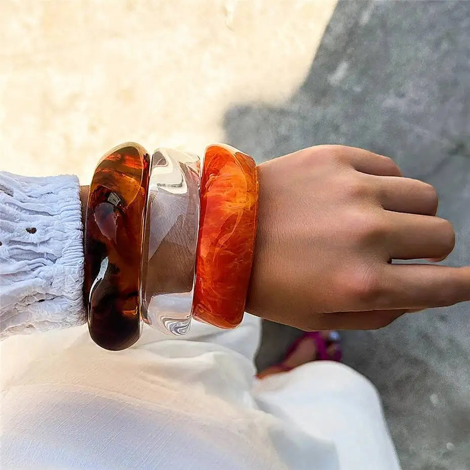 PuRui Vintage Irregolare Coloful Resina Acrilica Robusto Braccialetto Del Braccialetto Delle Donne Alla Moda Fascino Geometrico Estetica Braccialetto Regalo Dei Monili
