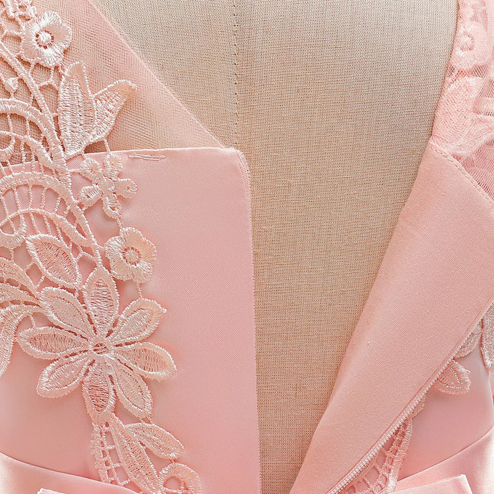 Abiti da damigella d'onore bianchi per adolescenti Abito da cerimonia nuziale per ragazza di fiore in pizzo per bambini Abito da principessa elegante per ragazze Abiti da sera formali