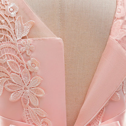 Abiti da damigella d'onore bianchi per adolescenti Abito da cerimonia nuziale per ragazza di fiore in pizzo per bambini Abito da principessa elegante per ragazze Abiti da sera formali