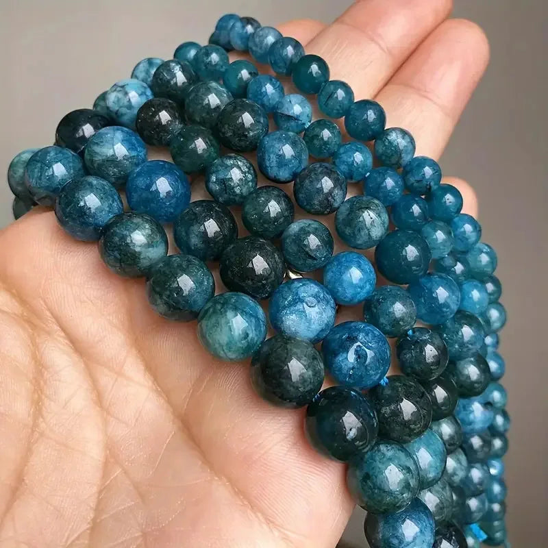 1 filo di perline di pietra di apatite blu naturale 4/6/8/10mm perline di gemma rotonde per braccialetti fai da te creazione di gioielli con perline all'ingrosso