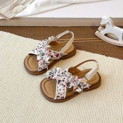 Kinder-Sommersandalen, modische Strand-Blumen-Sandalen, weiche Sohle, Prinzessinnenschuhe, Mädchenpantoffeln