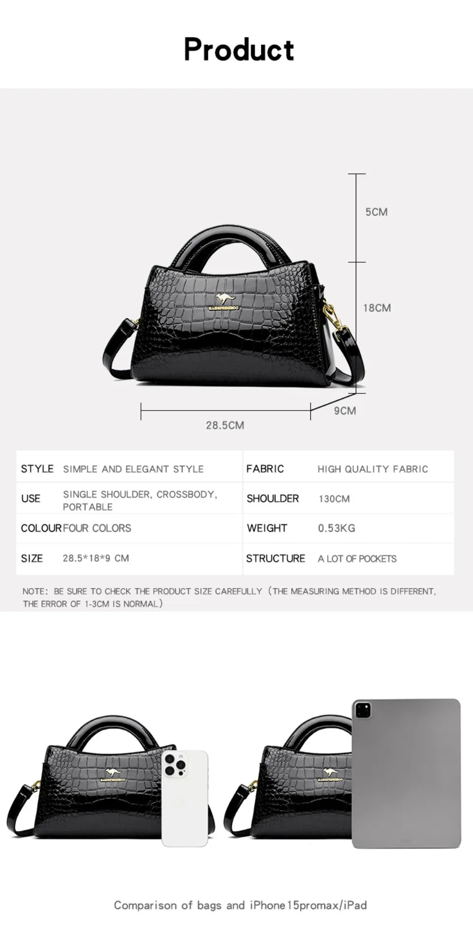 KAIDIFEINIROO Kangaroo Marca Alligator Pu Borsa a tracolla in pelle a tracolla Pochette Borse a mano per la madre Piccole borse da donna Nuovo