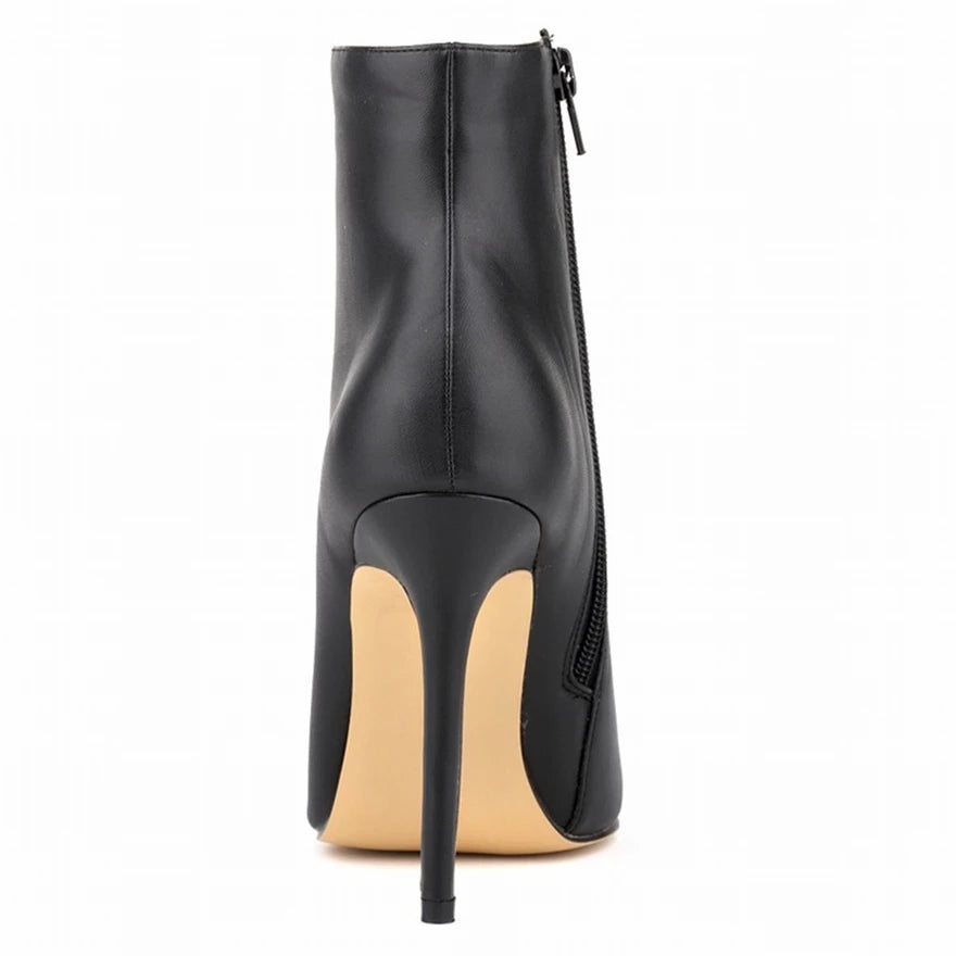 Top Leather Boots 2025 Autumn Women Shoes Fashion High Heels Zipper Breathable Short Boots Pointed Ladies Sexy Party Boots Black