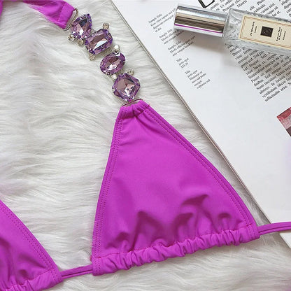 Costume da bagno femminile con strass ingioiellati e diamanti Costume da bagno donna Costume da bagno bikini a due pezzi Costume da bagno brasiliano Swim Lady