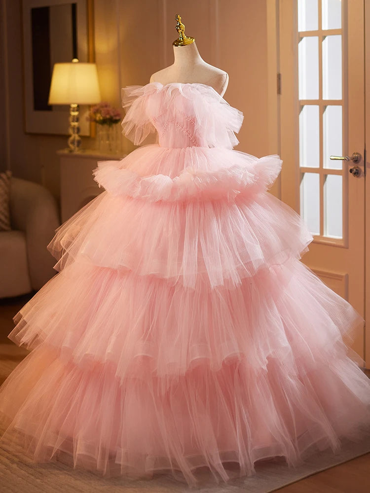 Pink Overskirt Princess Style Cake Dress Luxury Photography Women's Fashionable Ball Gown Skirt Long Evening Gown