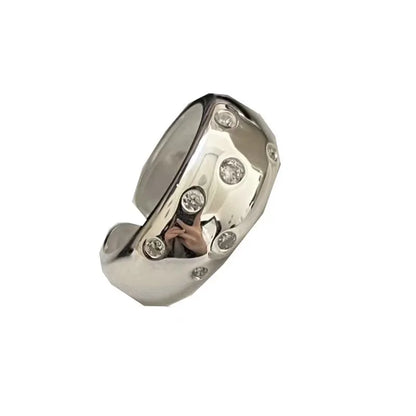 Bijoux Femme Argent Sterling 925 Zircon Larges Bagues Couple Élégantes Fête Vintage Accessoires Argent 925 Prévenir l'Allergie