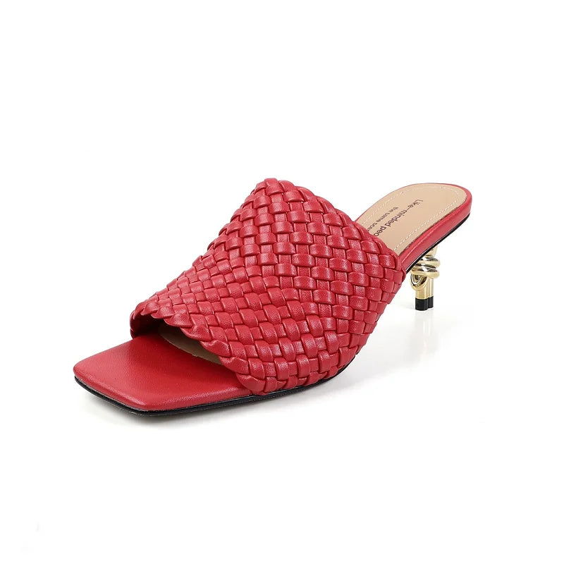 Sandales d'été pour femmes, pantoufles de style concis, sandales en tissu pour filles, sandales de mariée sexy à talon chaton élégant