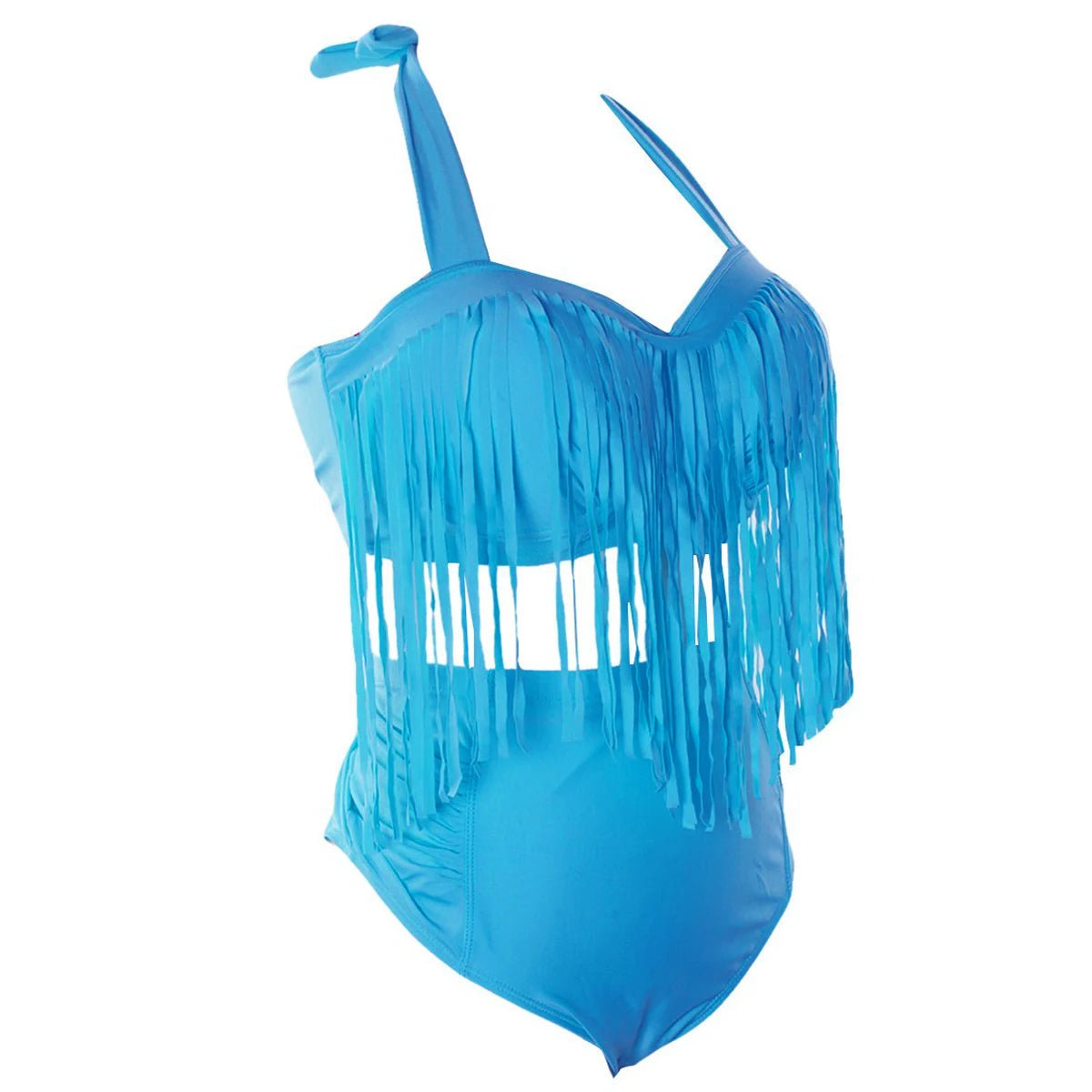 Quasten Bikini Badeanzug 2-teilig Bademode Sommer Strandmode Sexy Damen Einfarbiger Badeanzug Plus Size Badeanzüge