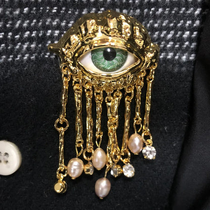 Donne Vintage occhi di Demon spilla spille esagerato stile alla moda imitato perla ragazze occhi malvagi delicati nappe distintivo gioielli