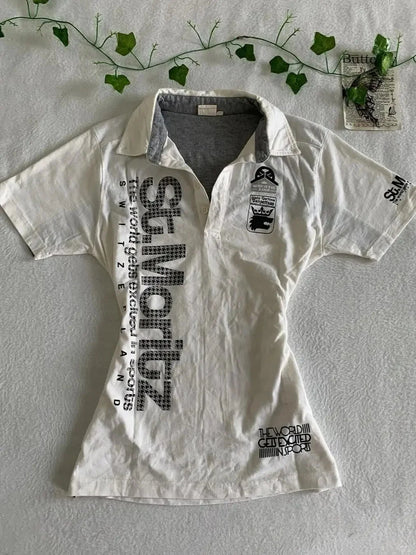 Y2k Crop Top Punk Graphic T-shirt Street Hot Girl 2000s Vestiti Sweet Slim Tees Harajuku Summer Women's Top Camicia gotica emo