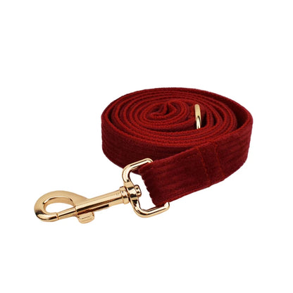 Set Collare e Guinzaglio per Cani in Corduroy Rosso Vino con Targhetta Personalizzata Incisa, Accessori per Animali Domestici