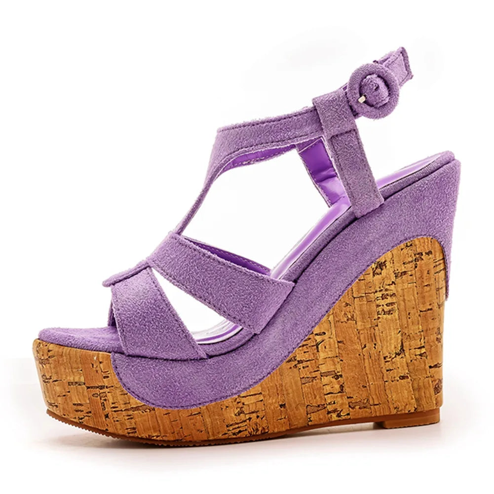 Sandali con plateau Summer Fashion Women Bohemia Style tacco alto bocca di pesce Peep Toe zeppe scarpe per le donne Sandalias De Mujer