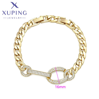 Xuping Gioielli Fascino Vendita calda Trendy Color oro placcato 19 cm Bracciale a catena a mano per le donne Moda regalo squisito X000925432