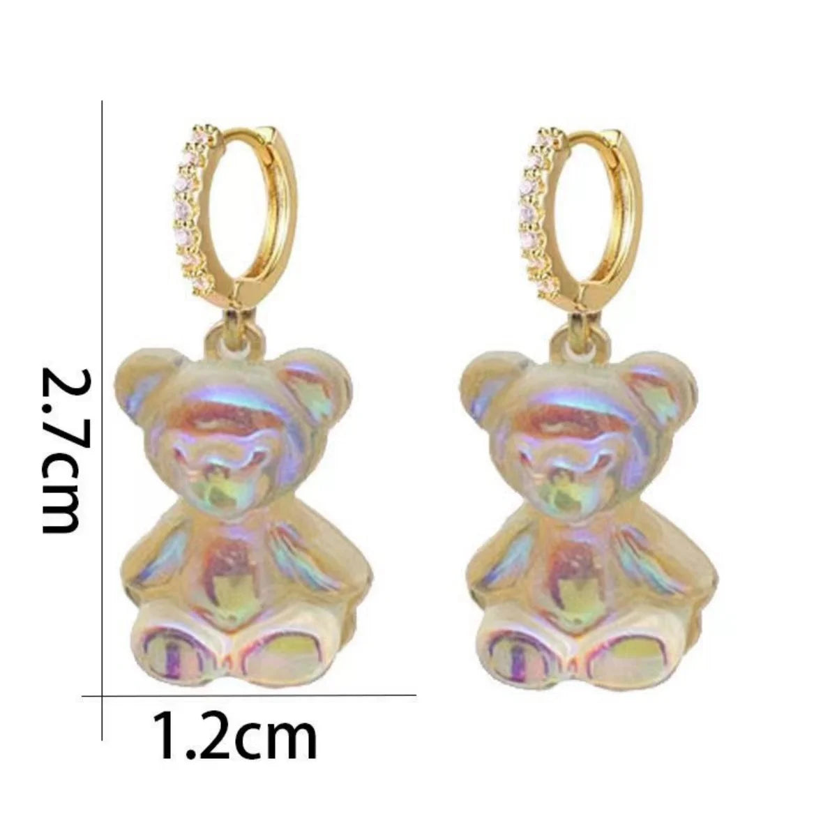 Orecchini pendenti a forma di orsetto con zirconi brillanti in rame dorato |   Nuovi Gioielli Trendy per Feste e Matrimoni |   Regalo Perfetto per Ragazze