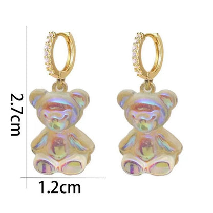 Orecchini pendenti a forma di orsetto con zirconi brillanti in rame dorato |   Nuovi Gioielli Trendy per Feste e Matrimoni |   Regalo Perfetto per Ragazze