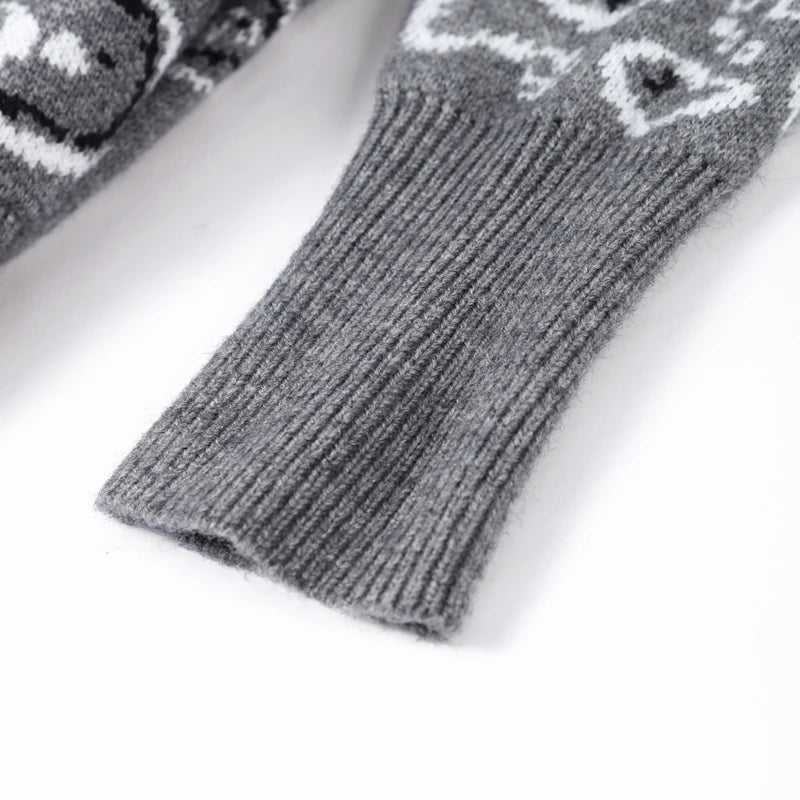 Street Knit Jacquard Colletto alla coreana Cardigan Cerniera Manica intera Maglione grigio femminile 2026 Primavera Lady Fashion Maglieria accogliente Nuovo