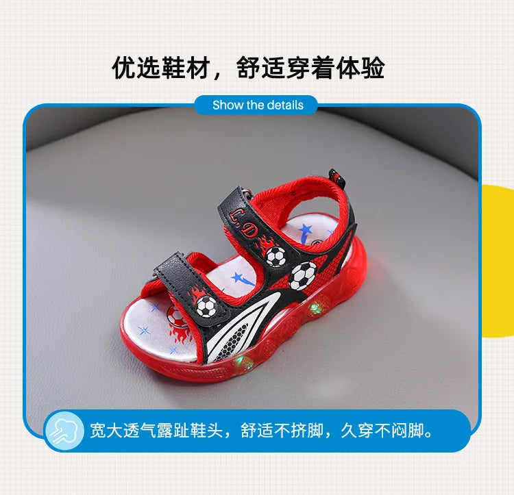 Sandali estivi Nuovo Sport Comfort Scarpe da bambino Antiscivolo Traspirante Morbido Light Up Scarpe da ragazzo Moda Spiaggia Sandali casual Босоножки